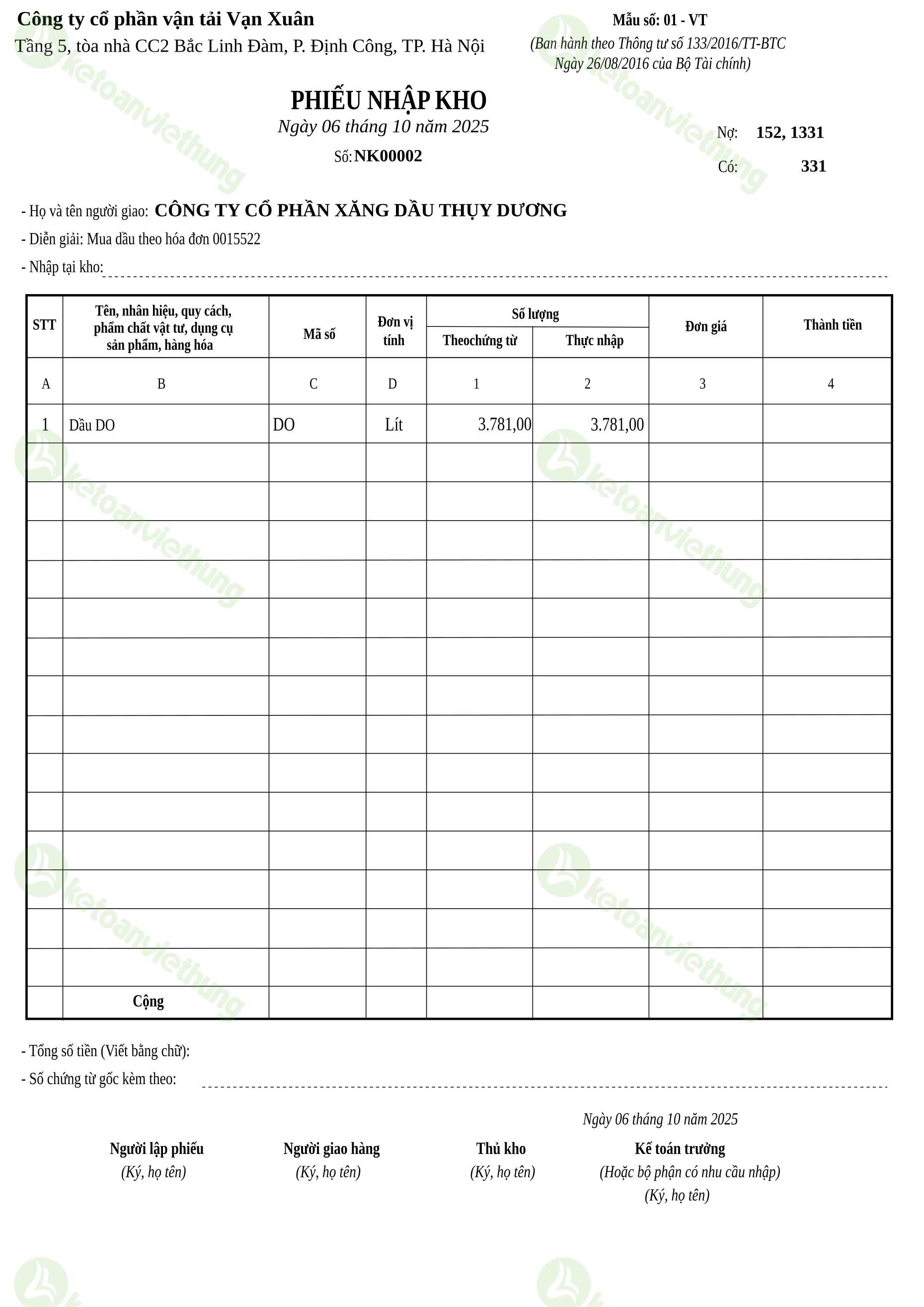 T7_NK00002_Phiếu nhập kho TT133
