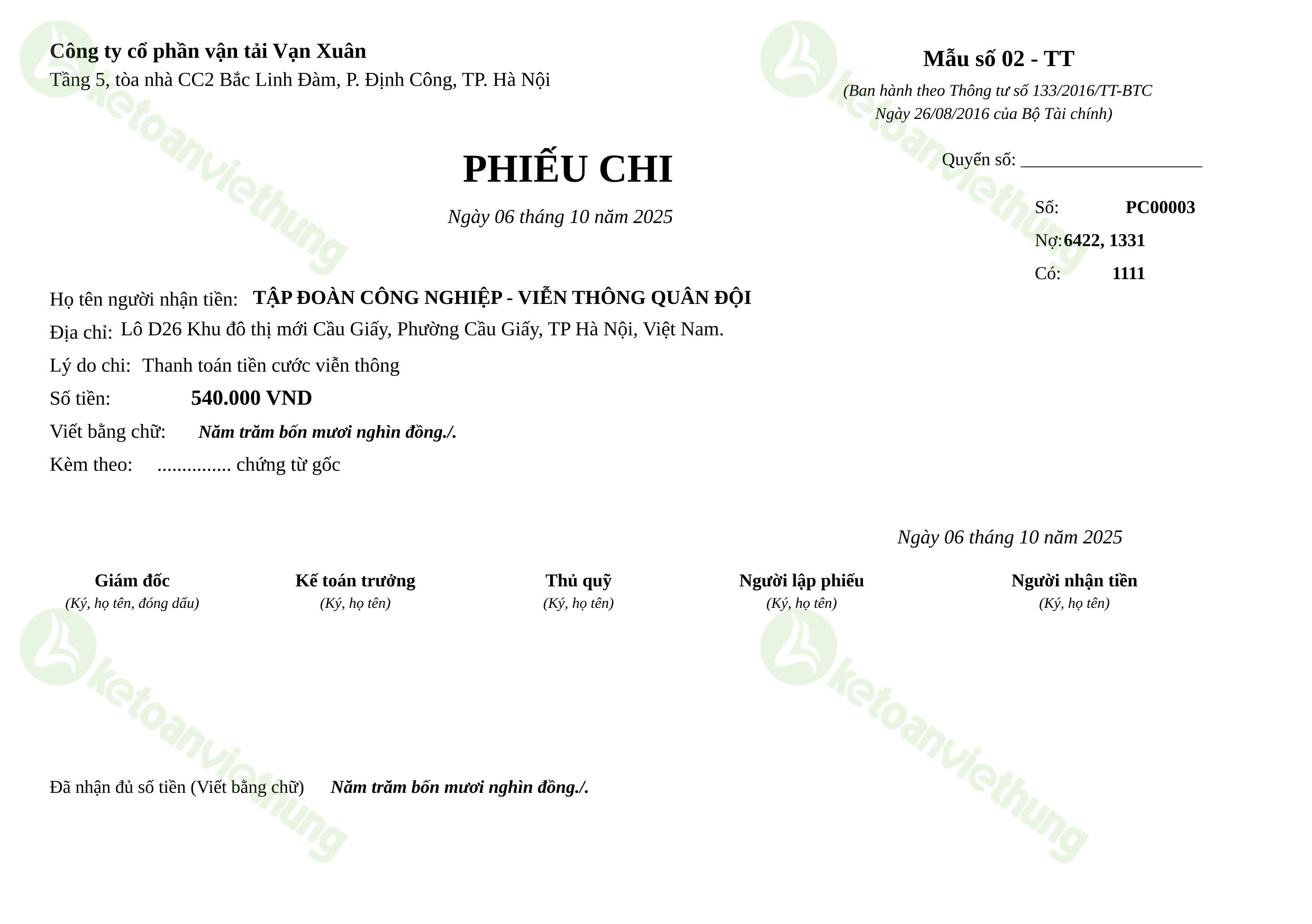 T8_PC00003_Phiếu chi TT133