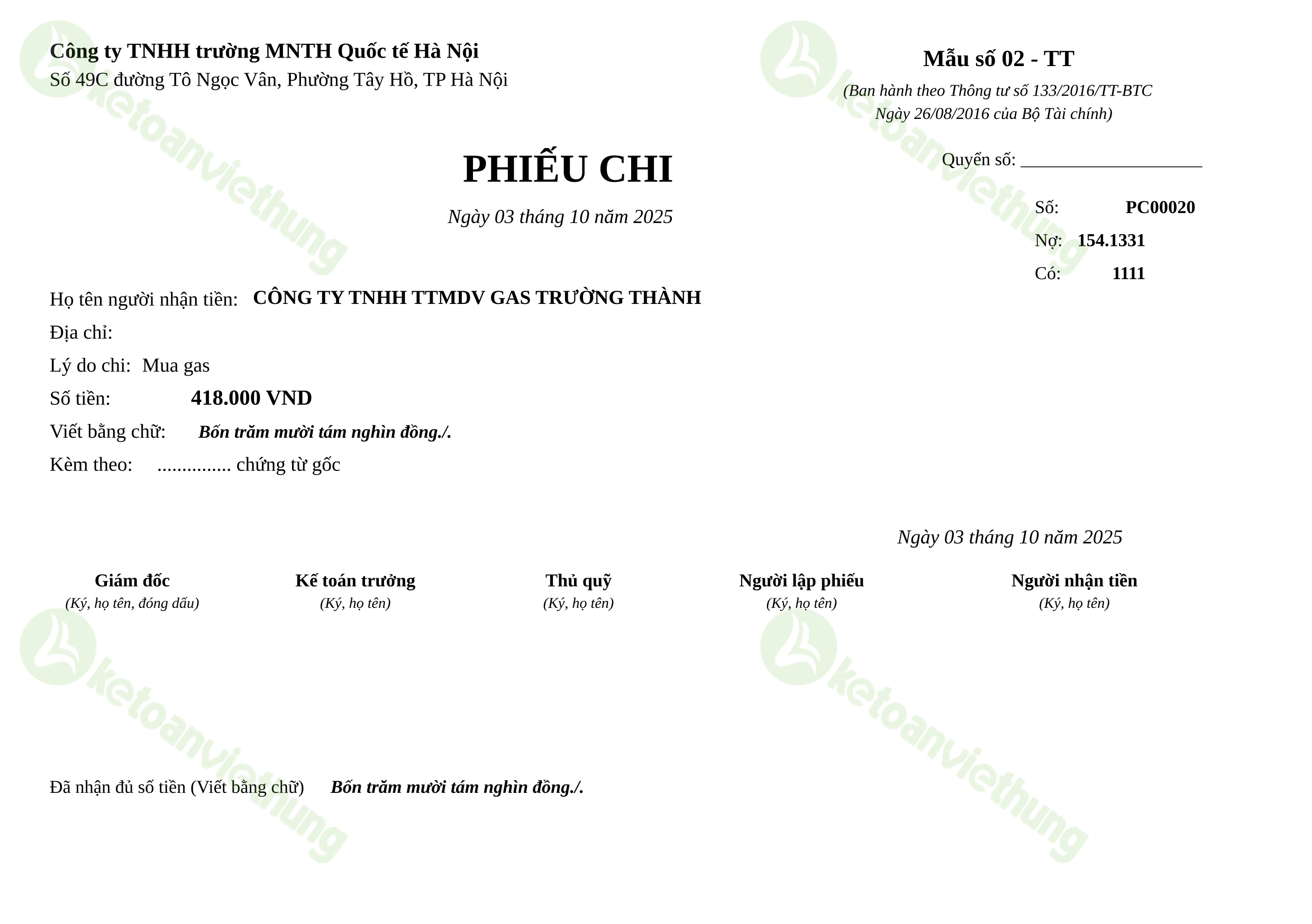 T4_PC00020_Phiếu chi TT133