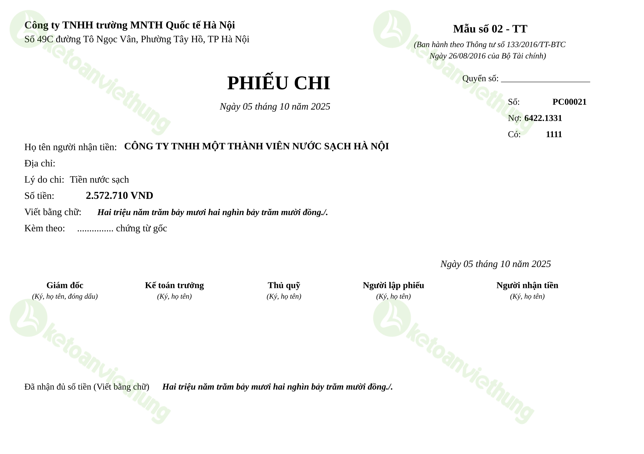 T9_PC00021_Phiếu chi TT133