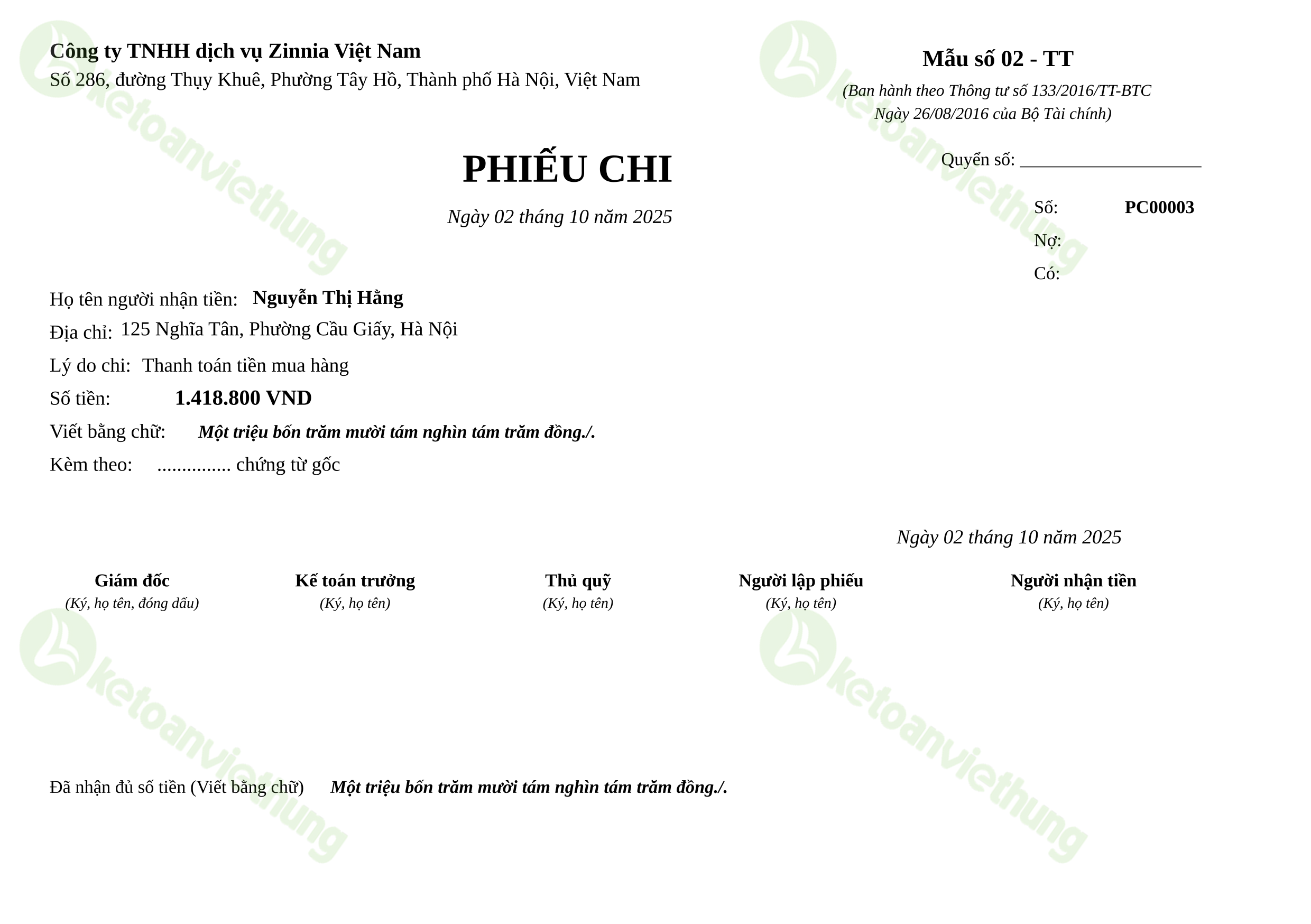 T12_PC00003_Phiếu chi TT133