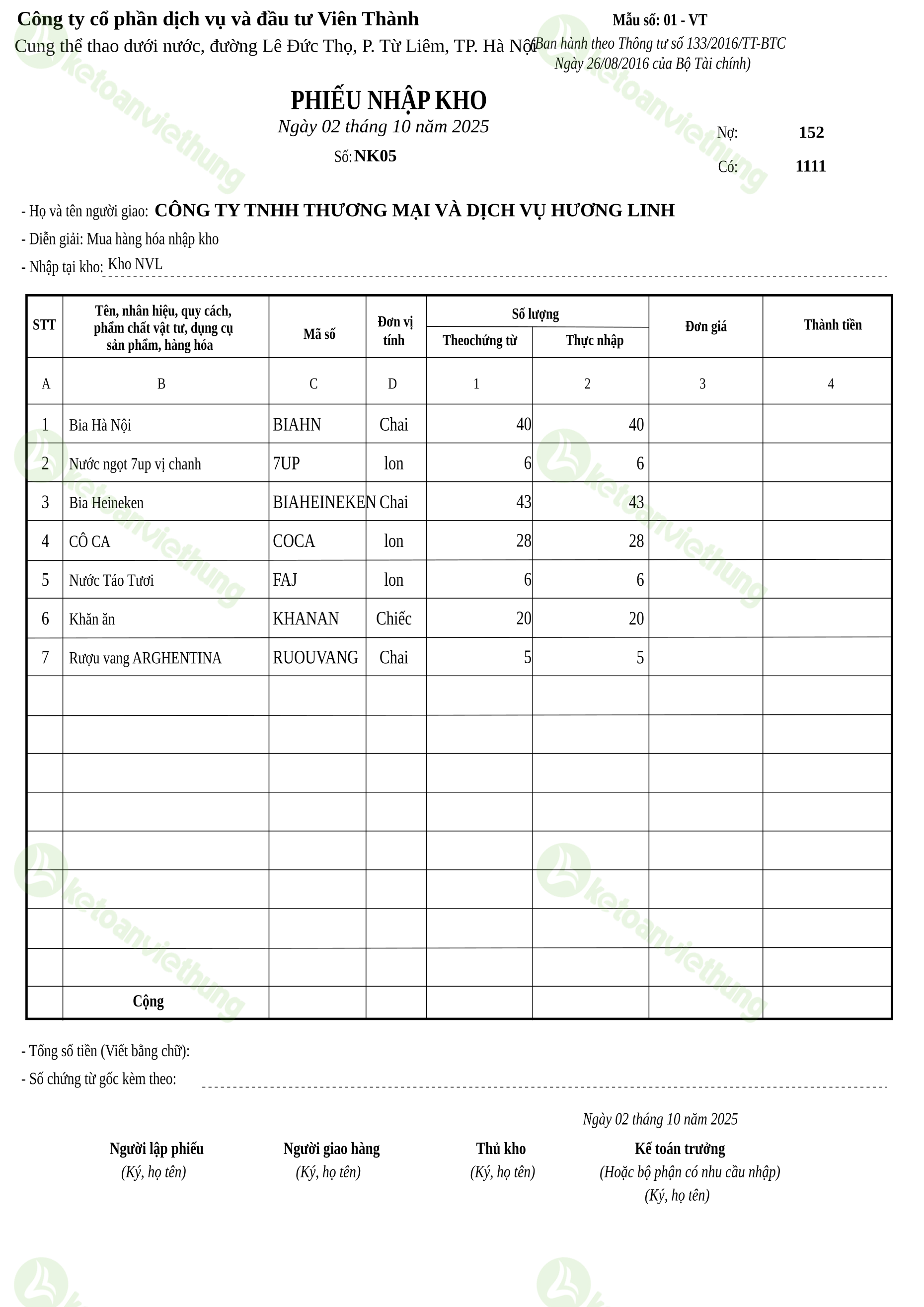 T22_NK05_Phiếu nhập kho TT133