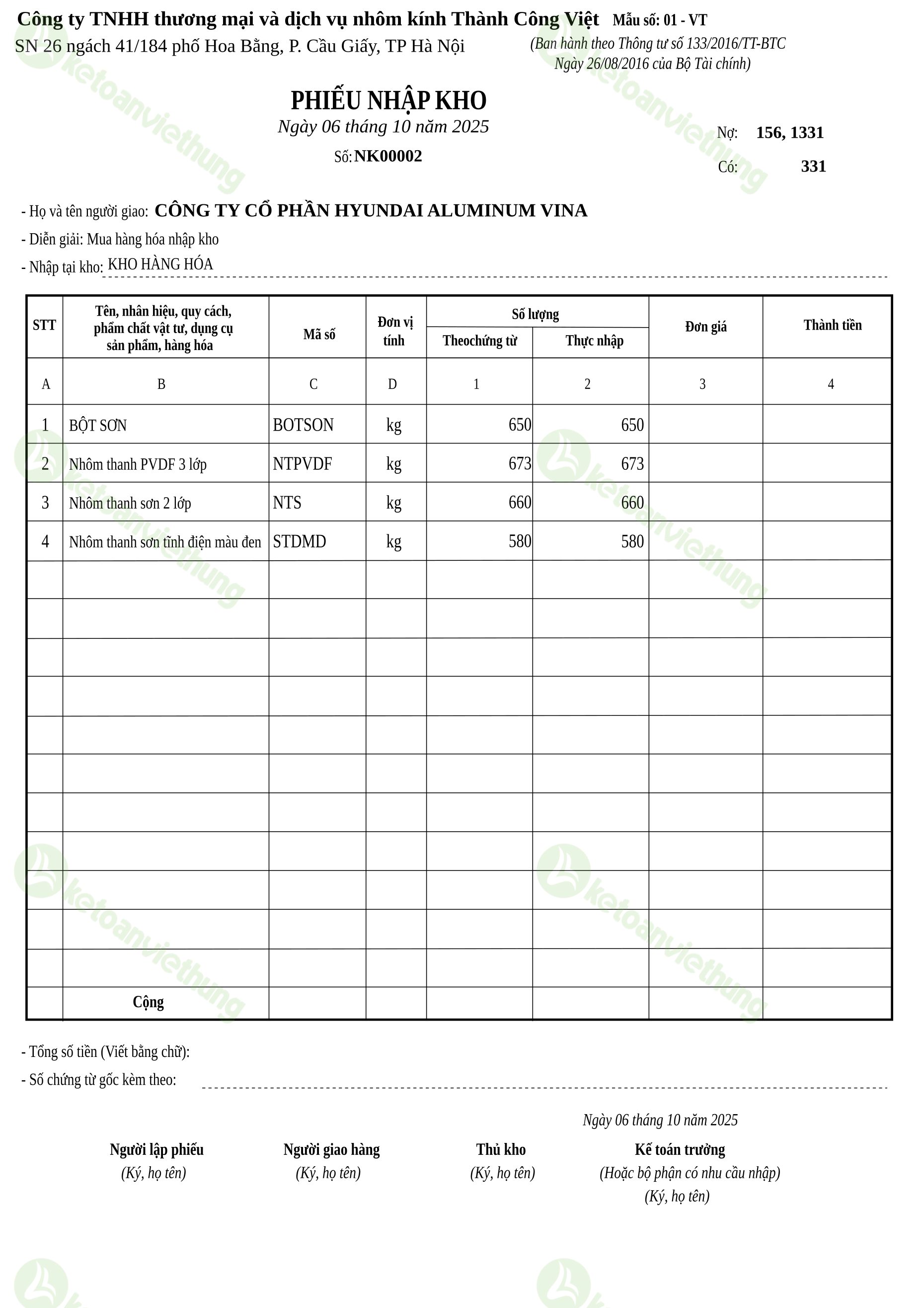T6_NK00002_Phiếu nhập kho TT133