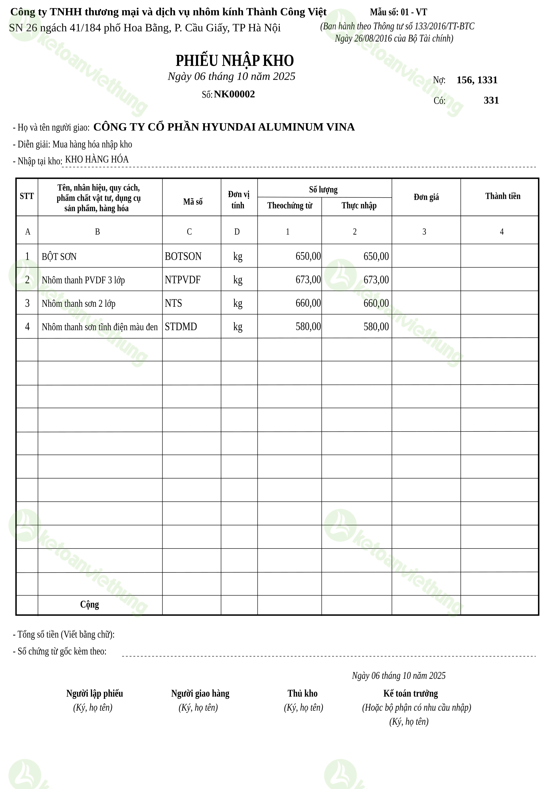 T6_NK00002_Phiếu nhập kho TT133