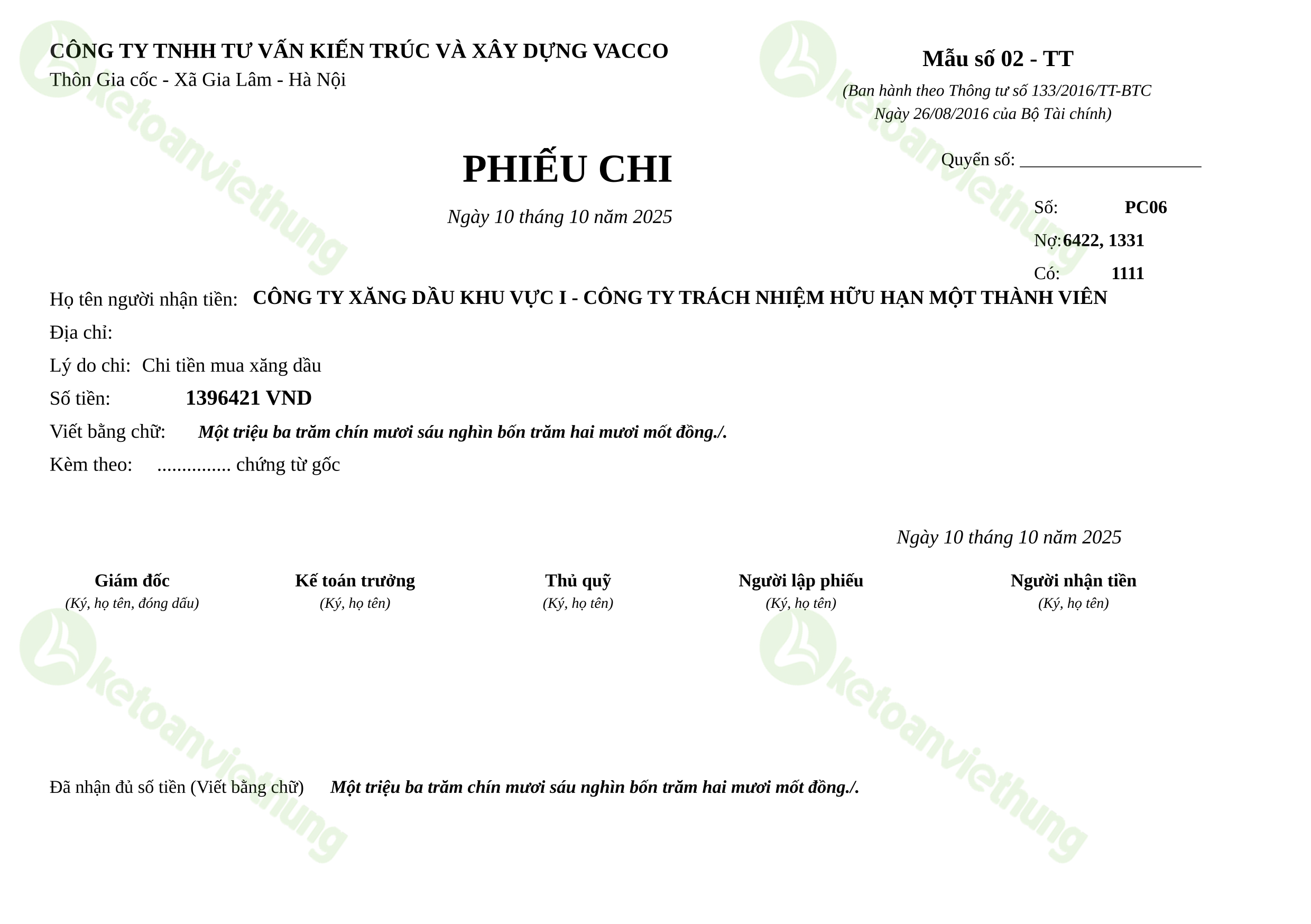T9_PC06_Phiếu chi TT133